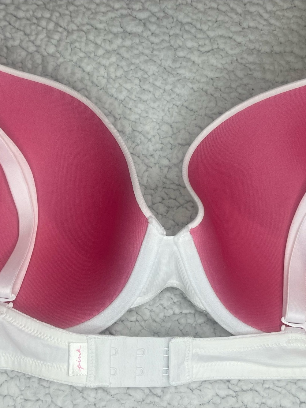 PINK Victoria's Secret white bra with pink inside padding